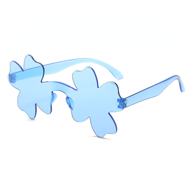 Wholesale of New One-piece Four-leaf Clover Flower Bow PC Sunglasses